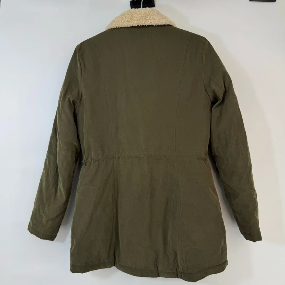 NAUTICA Olive Green Water Resistant Parka Jacket Size S Utility, Minimalist